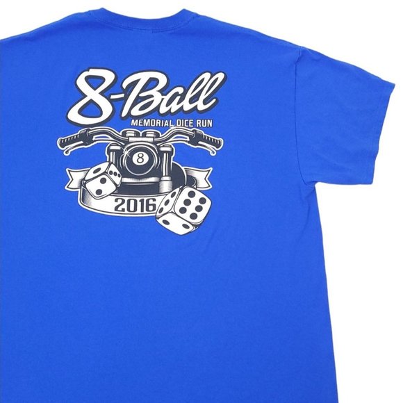 2016 8 Ball Memorial Dice Run T Shirt Size XL Motorcycle Rally Ride Chopper Hog - Picture 6 of 11